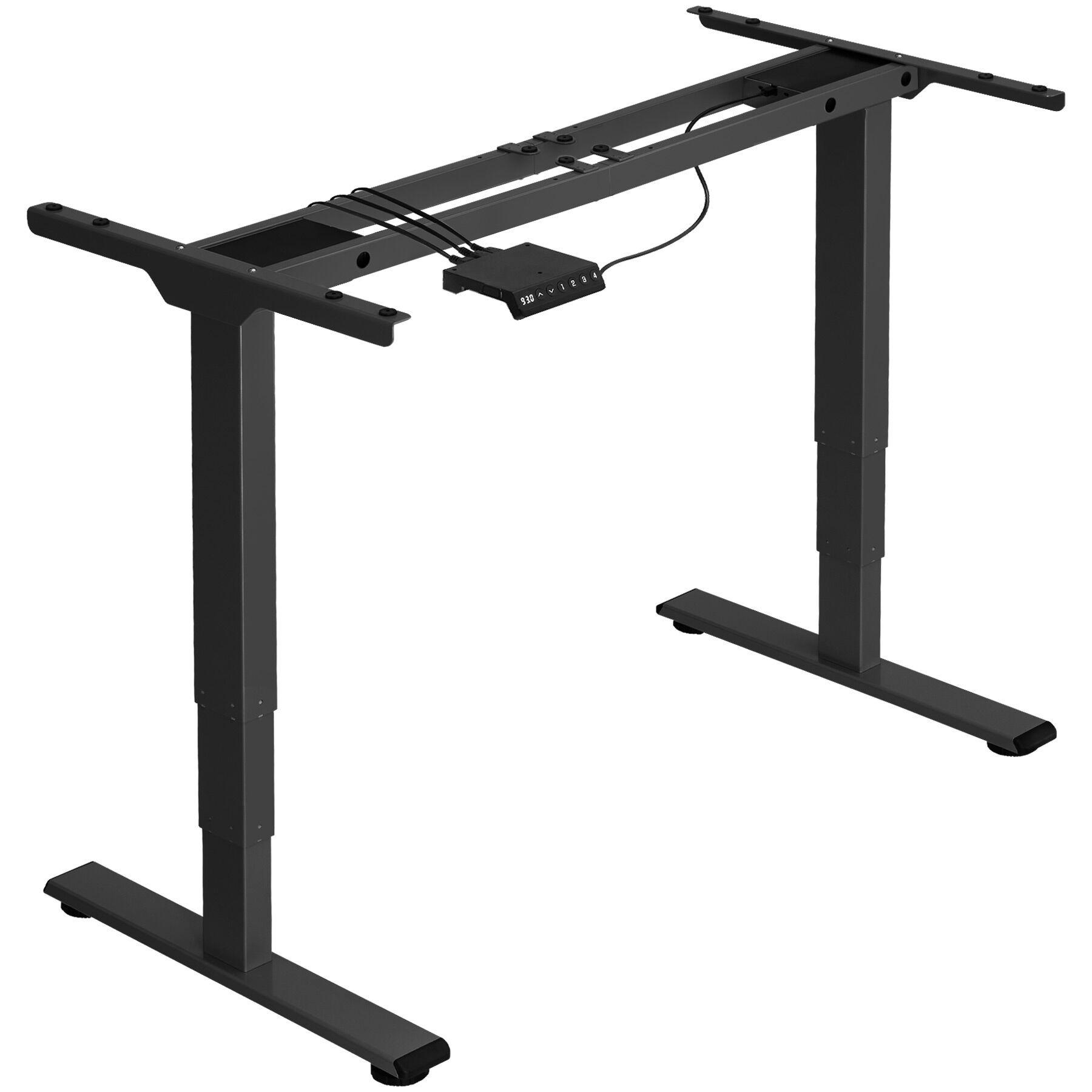 tectake Höhenverstellbarer-Schreibtisch Schwarz 60x125x168 cm