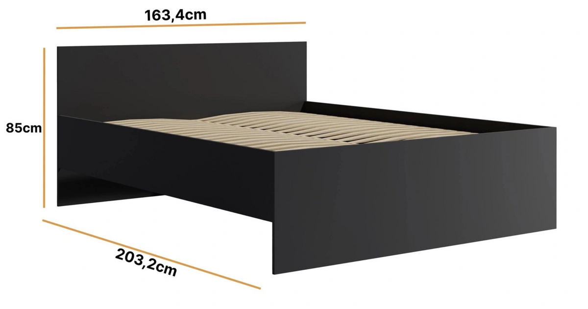 BETT 160x200 cm Schwarz - mit Lattenrost - Modena - Schwarz, Holz - Ravio