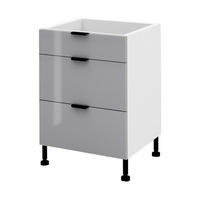 SCHUBLADENSCHRANK – 60 cm – KU-D60S3 – Lunara – Grau Hochglanz - Grau, Holzwerkstoff (60/72/52cm) - hi-markt