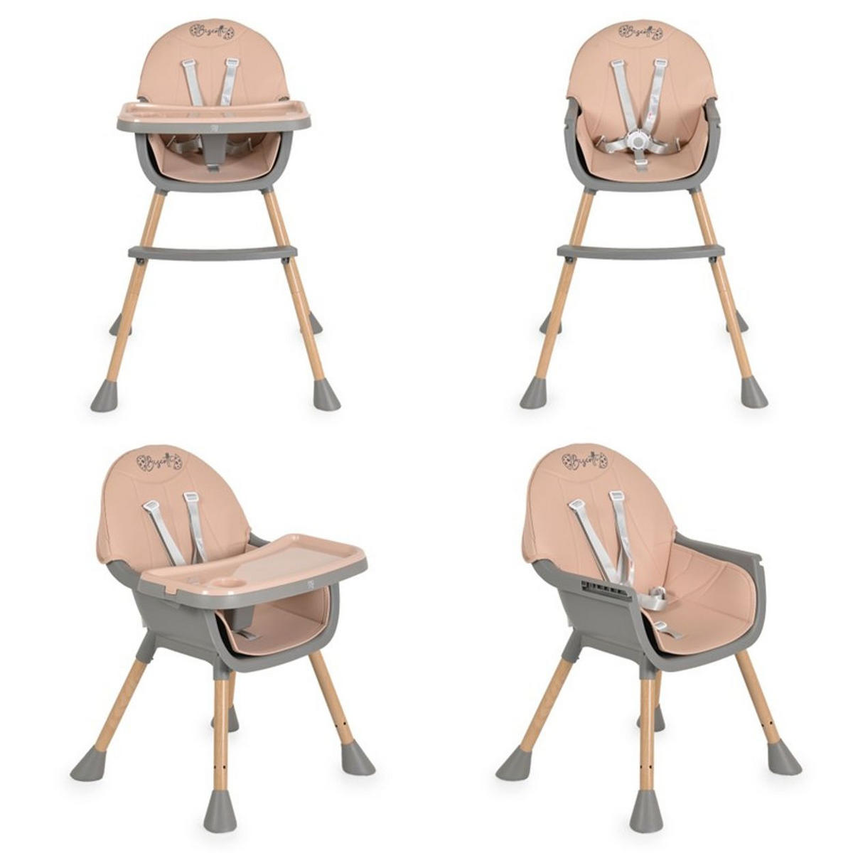 HOCHSTUHL Biscotti 2 in 1 rosa Kinderstuhl Anti-Rutsch-Füße Doppeltablett - Rosa, Kunststoff (64/94/64cm) - Moni