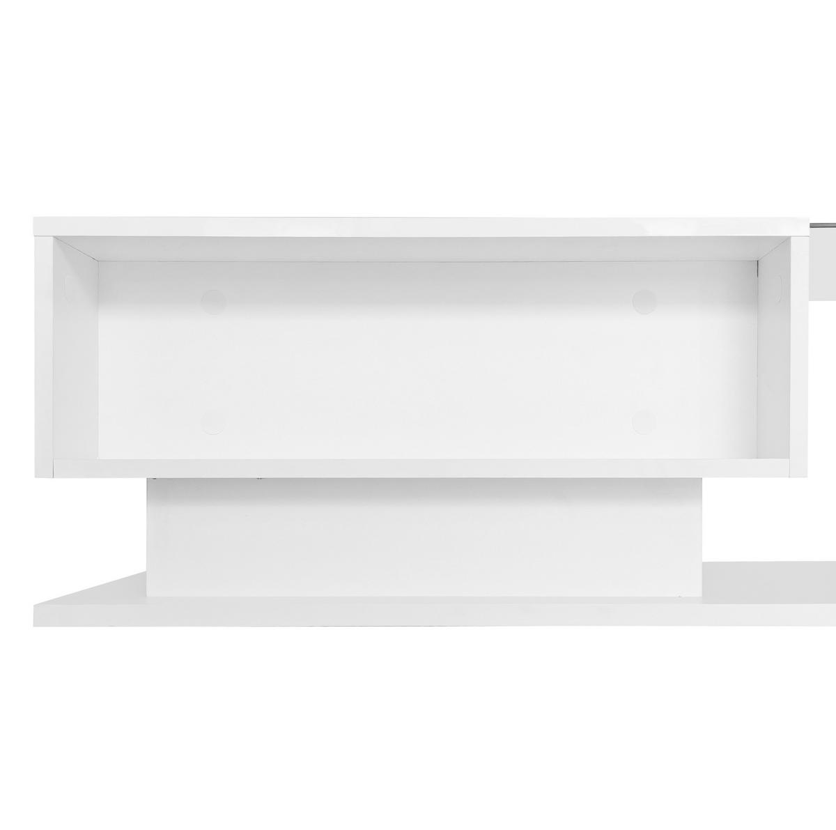 COUCHTISCH 100/50/32 cm in Weiß mit Glasplatte, Schublade und LED-Beleuchtung - Weiß, Holzwerkstoff (100/50/32cm) - Flora Grace