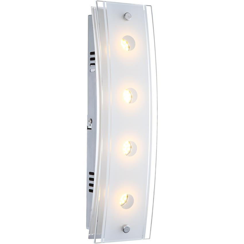 LED WANDLEUCHTE KADIRA Silber Glas satiniert - Silberfarben, Glas (9/6.5/33cm) - Globo Lighting