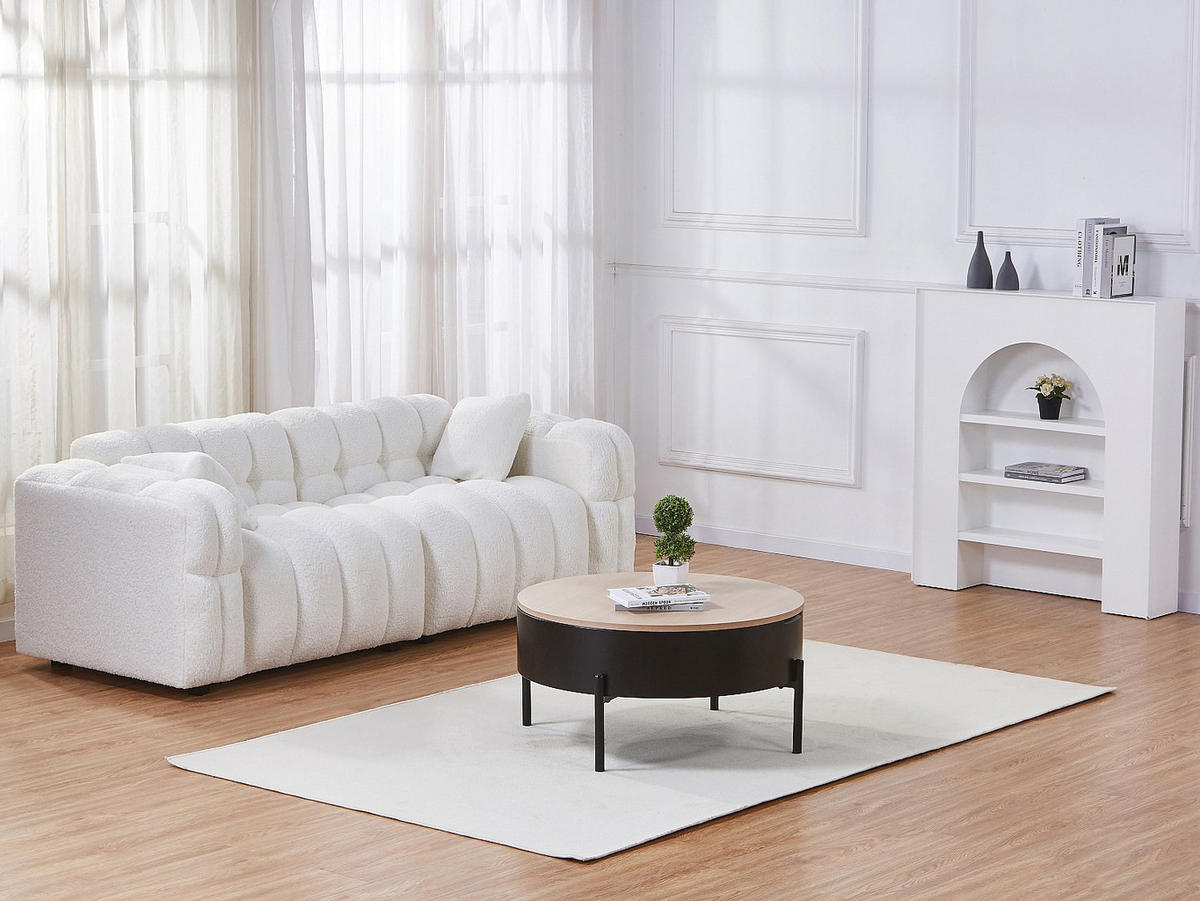 COUCHTISCH mit hochklappbarer Tischplatte - MDF & Metall - Schwarz & Natur - NIMORA - Schwarz, Holz (80/80/40cm) - Vente-Unique