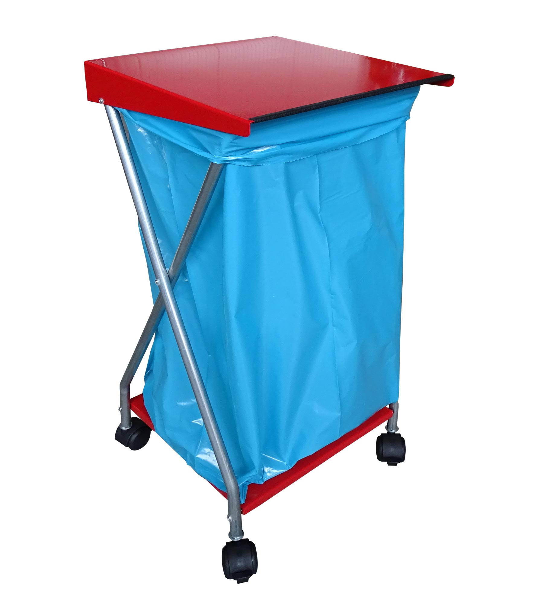 ROLLBARER Müllsackständer mit 4 Rollen 120 Liter - Rot, Metall (38/90/38cm) - QUICK STAR