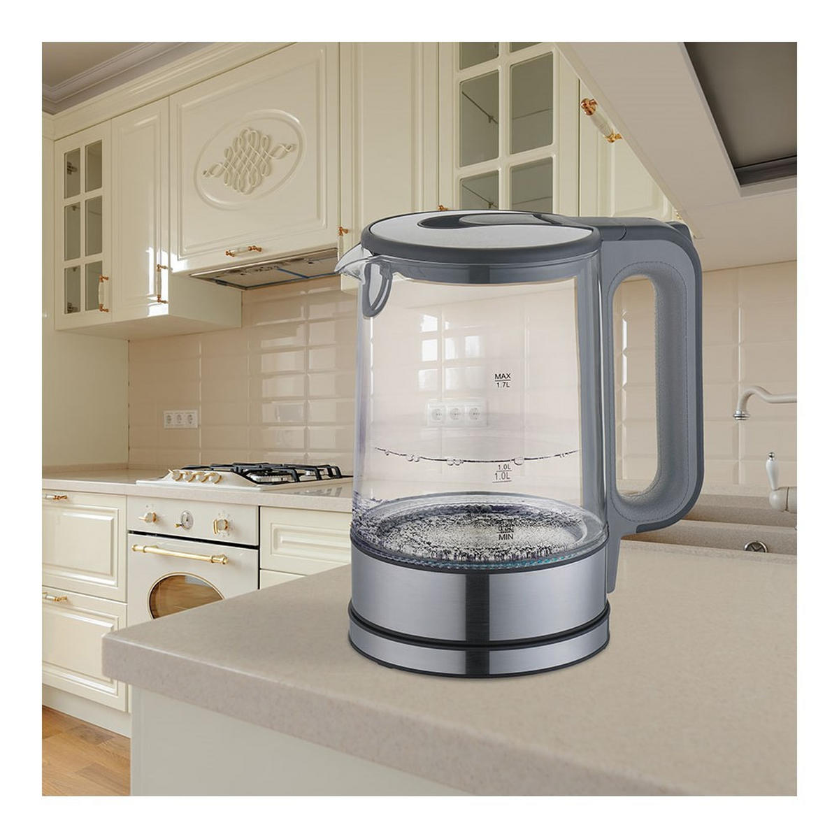 WASSERKOCHER ELEKTRISCH Silber 14.7/14.7/24.5 cm MR053GREY - Silberfarben, Metall (14.7/24.5/14.7cm) - Maestro 
