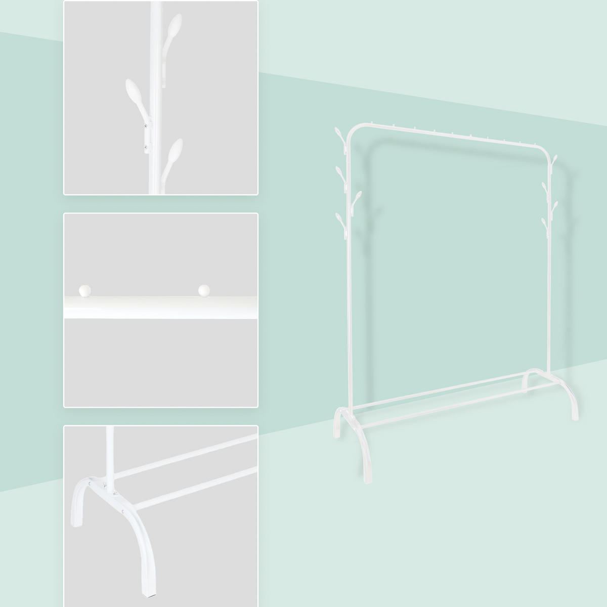 KLEIDERSTÄNDER - Weiß, Kunststoff/Metall (110/148/40cm) - Relaxdays