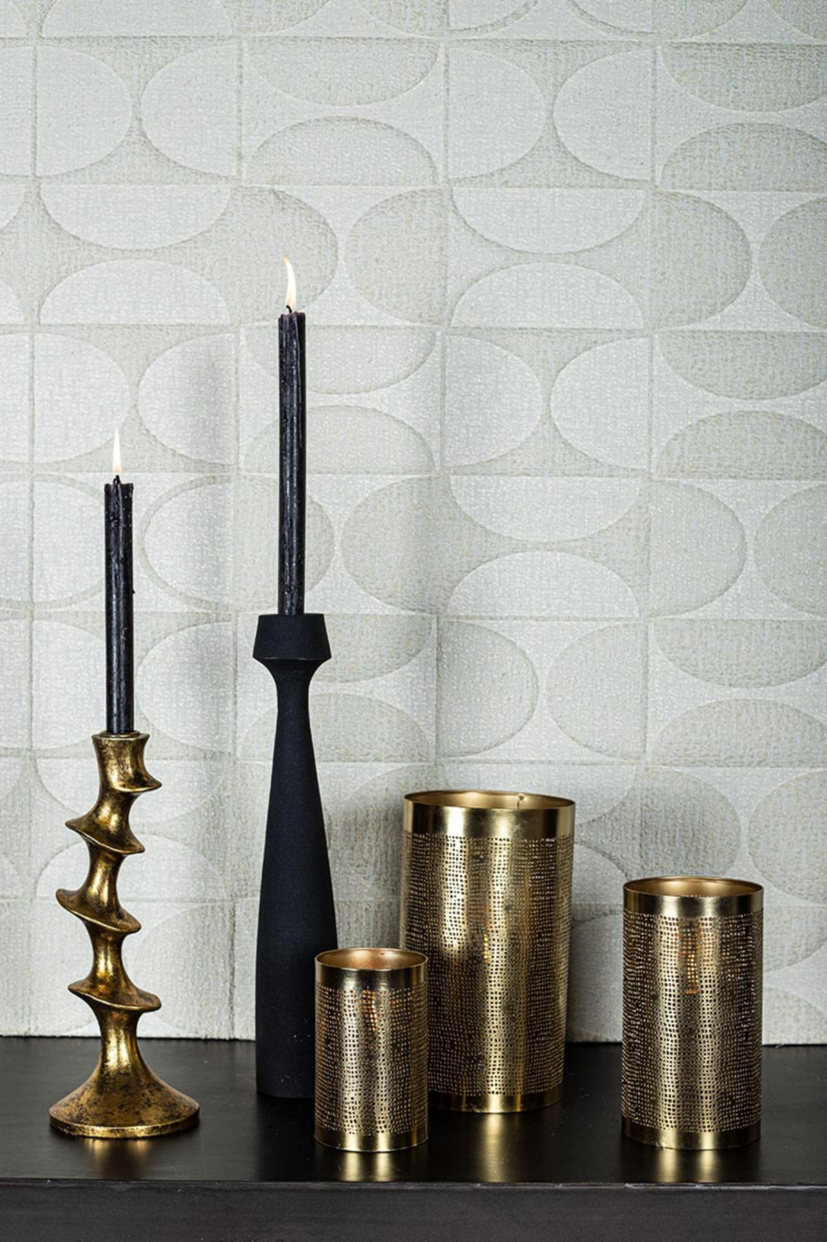 KERZENHALTER Movy Gold 11/11/29cm - Goldfarben, Kunststoff (11/29/11cm) - PTMD Collection