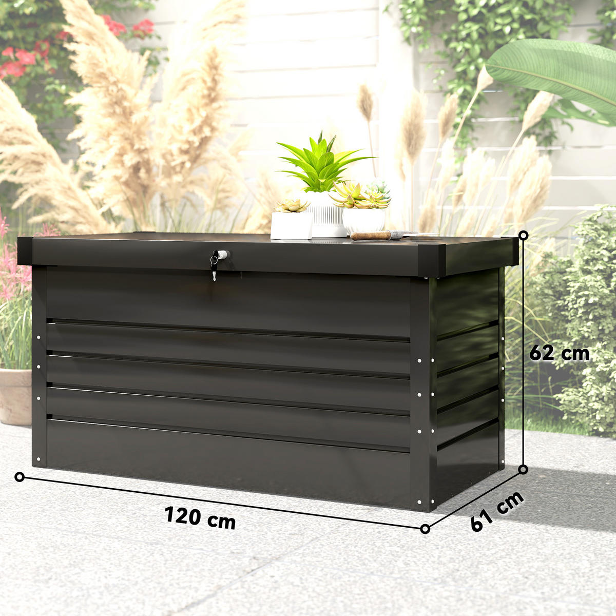 GARTENBOX Verzinkter Stahl Grau - Grau, Metall (61/62/120cm) - Outsunny