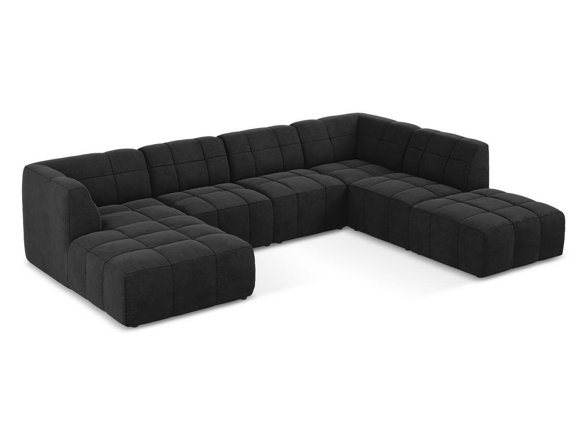 ECKSOFA Links Samt Stoff Grau - Taupe/Schwarz, Holzwerkstoff/Kunststoff (248/166cm) - Makamii