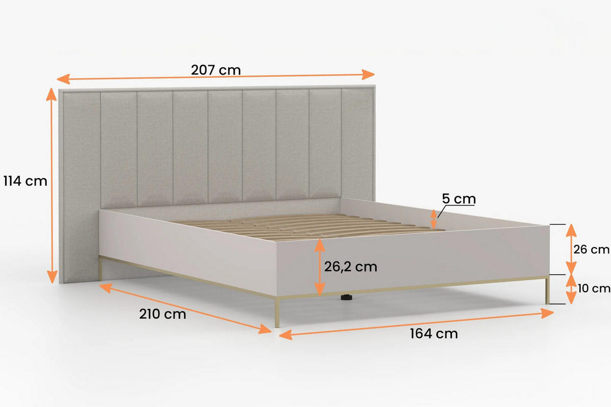DOPPELBETT MIRELO 160/200 cm in Kaschmir - Kaschmir, Holzwerkstoff/Textil (160/200cm) - Deine Möbel 24