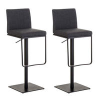 BARHOCKER 2er Set Stoff Dunkelgrau - Dunkelgrau/Schwarz, Textil/Metall (42/86/44cm) - CLP