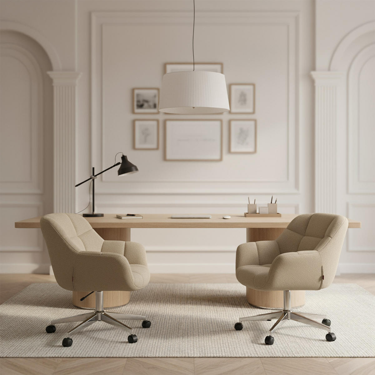 BÜROSTUHL Mika-Nio - Chromfarben/Beige, Textil/Metall (65/78/66cm) - DUBI Möbel