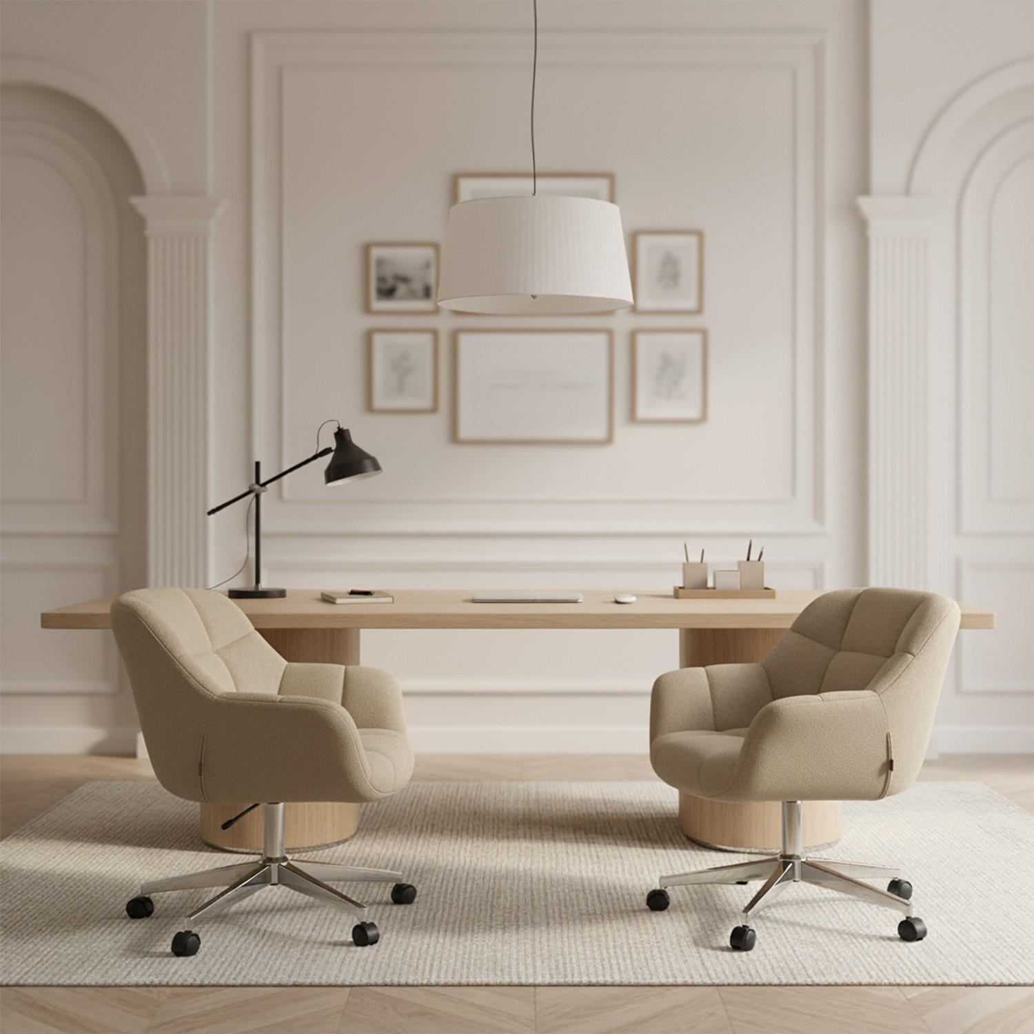 Thumbnail - Dubi Möbel Bürostuhl, Beige, Textil, 65x78x66 cm, Arbeitszimmer, Bürostühle, Drehstühle