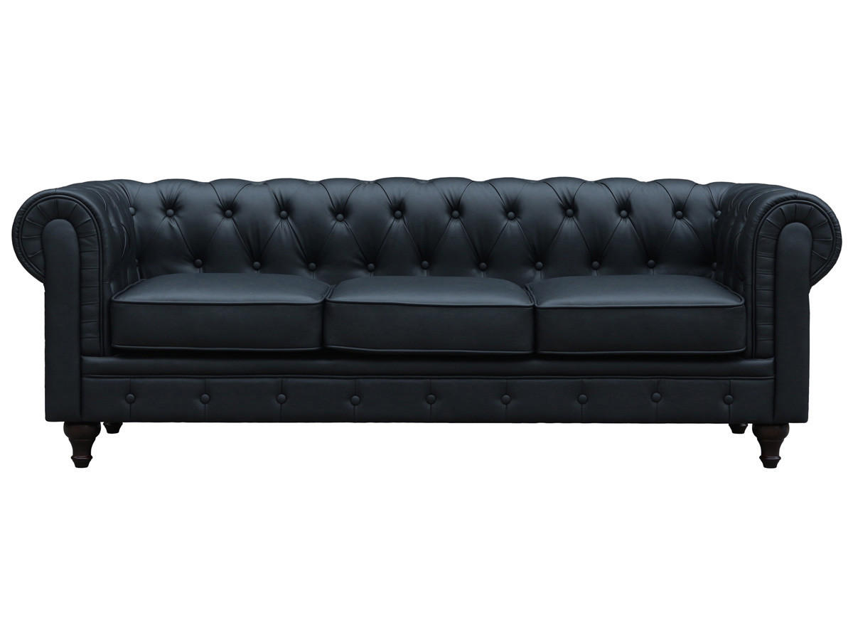 CHESTERFIELD-SOFA Aliza Schwarz - Schwarz, Holz/Kunststoff (208/70/82cm) - Habitat Garten