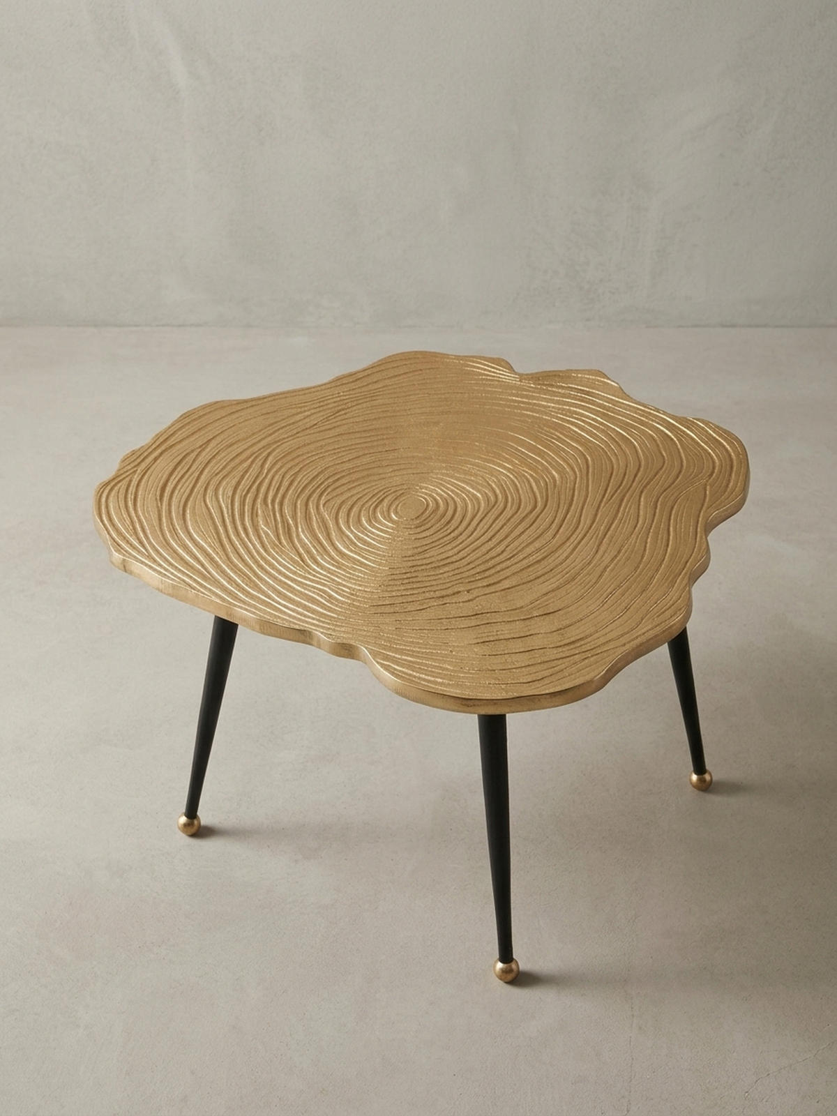 COUCHTISCH Schwarz Gold, Aluminium im Baumscheiben-Look - Goldfarben/Schwarz, Metall (64/64/37cm) - KADIMA DESIGN