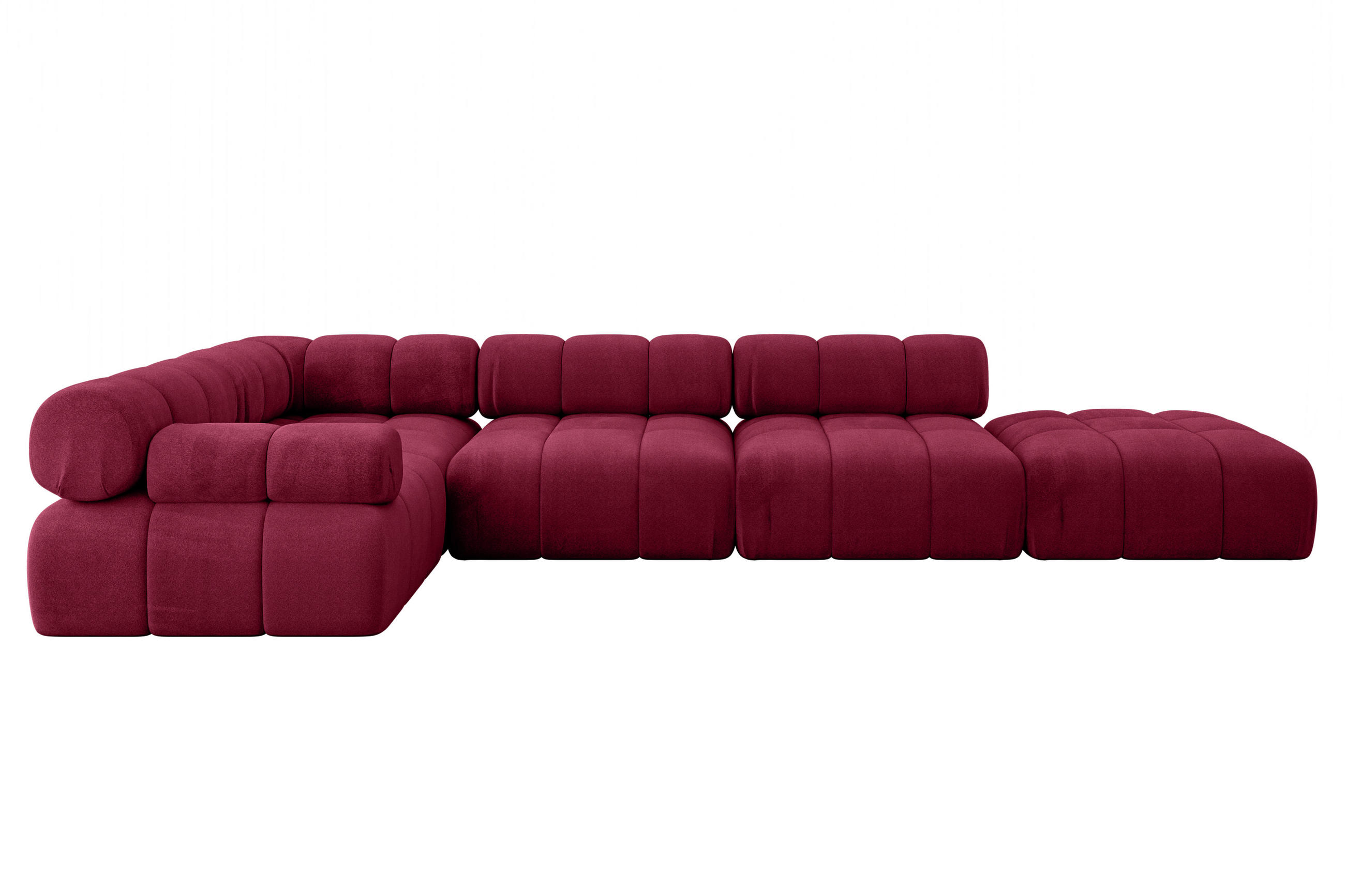 ECKSOFA modulares Sofa Felto-L2 - 380x190x70 cm Bordeauxrot Velours - Bordeaux, Holzwerkstoff/Textil (380/190cm) - ALTDECOR