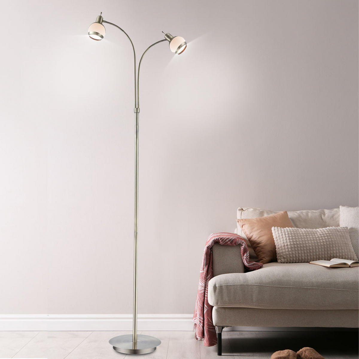 LED STEHLEUCHTE Metall Messing Opal - Messingfarben, Glas/Metall (44/23/155cm)