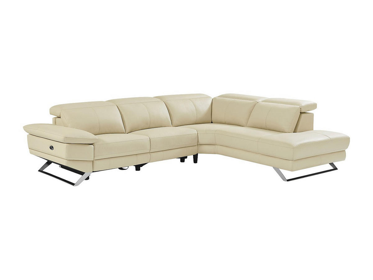 ECKSOFA Relaxsofa elektrisch - Ecke rechts - Rindsleder - Beige - PUNO II - Beige, Leder (299/239cm) - Vente-Unique