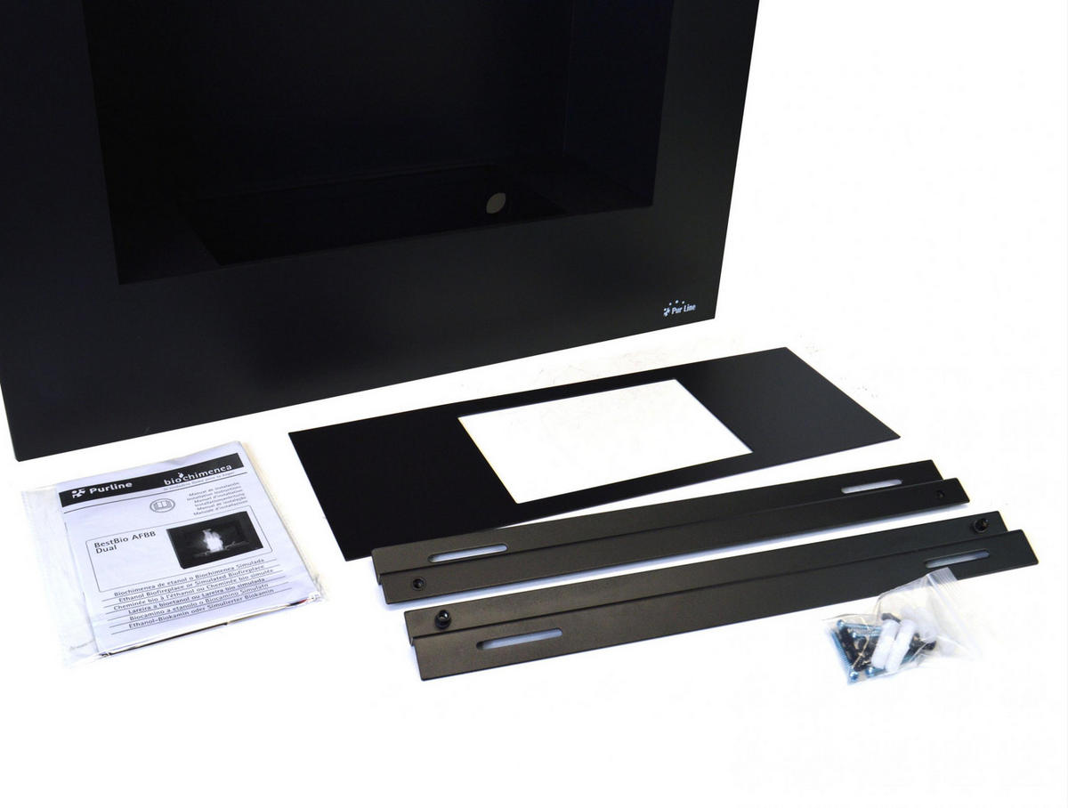 WASSERKAMIN zur Dekoration Schwarz mit Stahlmöbel 1.5 L Tank - Schwarz, Metall (70/20/60cm) - Purline