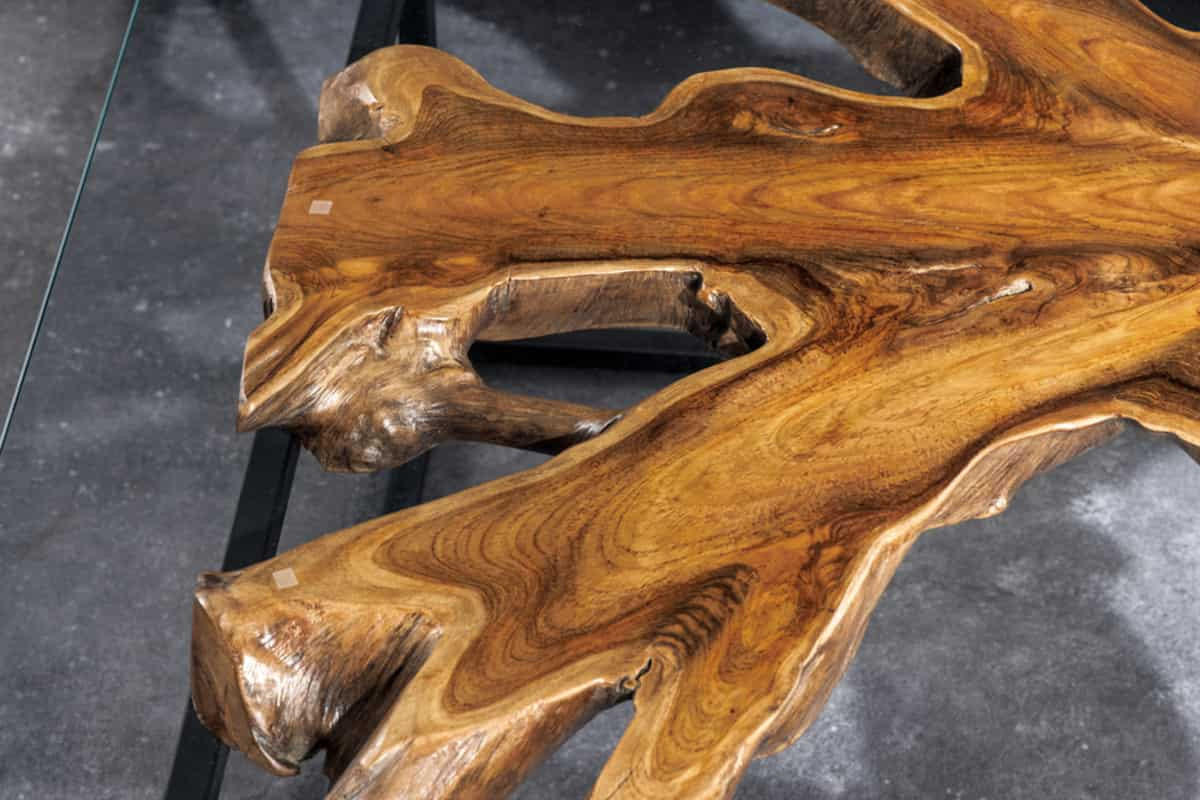 COUCHTISCH ROOT Teakholz quadratisch Natur|Schwarz|Transparent 70cm - Transparent/Schwarz, Glas/Holz (70/70/40cm) - riess-ambiente