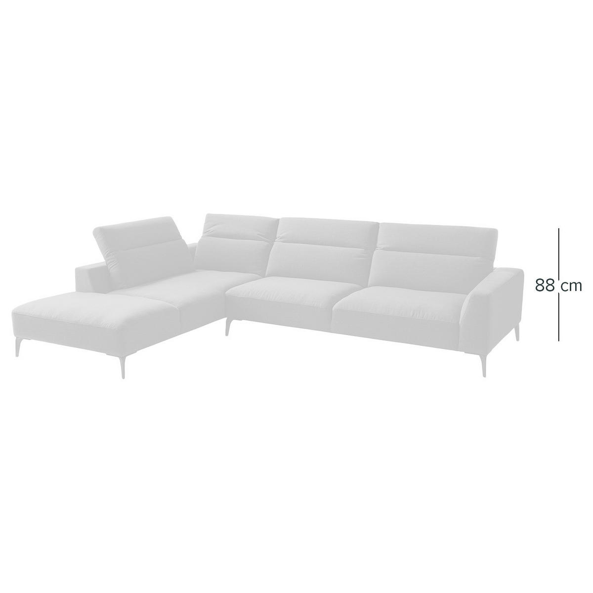 ECKSOFA mit Ottomane - Hellgrau/Schwarz, Textil/Metall (325/238cm) - home24