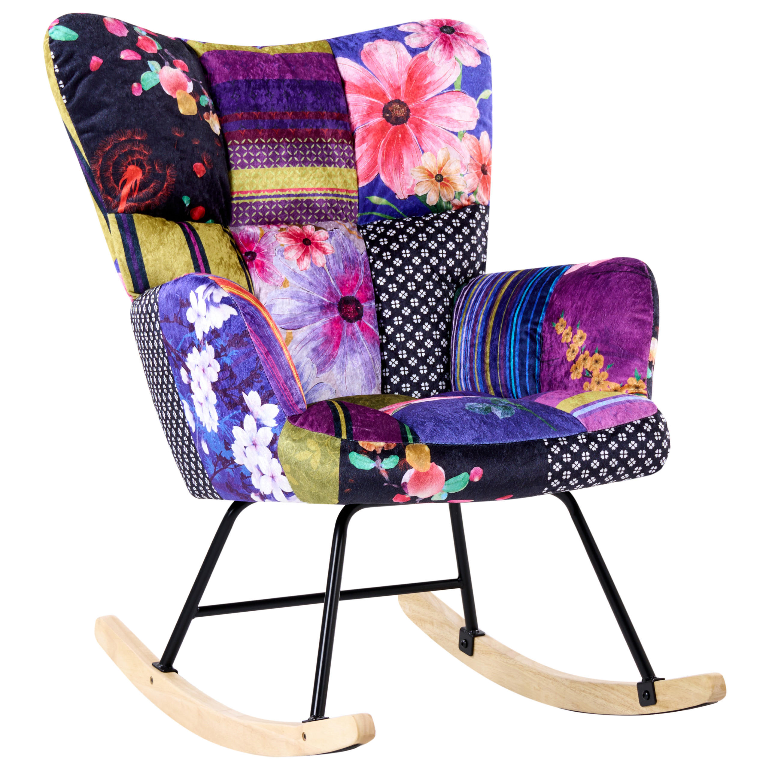 SCHAUKELSESSEL Samtstoff Bunt Oulu - Multicolor, Textil (71/104/83cm) - Beliani