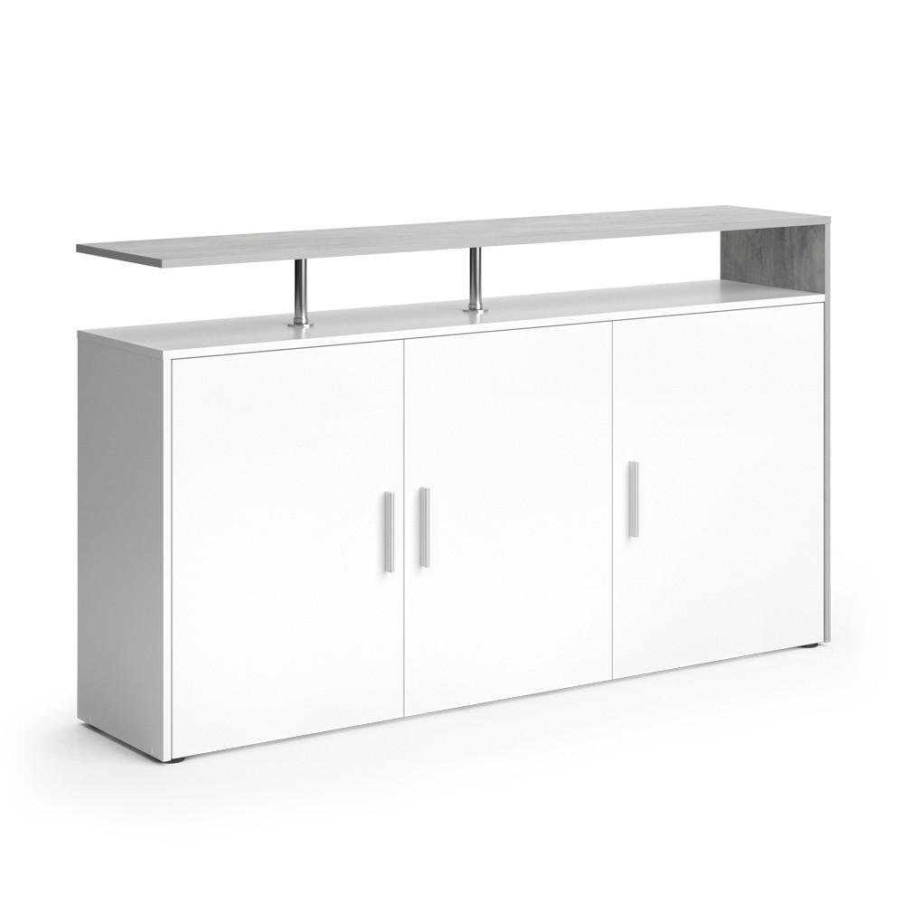 KOMMODE Amato Beton/Weiß 160 x 91.6 cm - Weiß/Grau, Holzwerkstoff (35/91.6/160cm) - Vicco