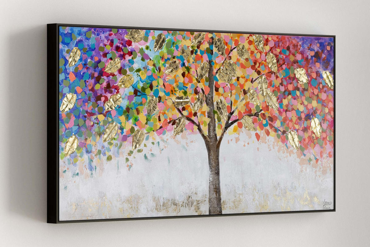 OLEJOMAĽBA 120/60 cm, Zvieratá - oranžová/viacfarebná, drevo/textil (120/60cm) - KUNSTLOFT