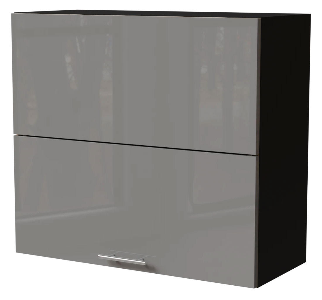 KÜCHENHÄNGESCHRANK Essen W8B/80-AV Grau Hochglanz / Schwarz Matt 80 / 32,5 / 72cm - Schwarz/Grau, Holz/Holzwerkstoff (80/72/32.5cm) - Feldmann-Wohnen