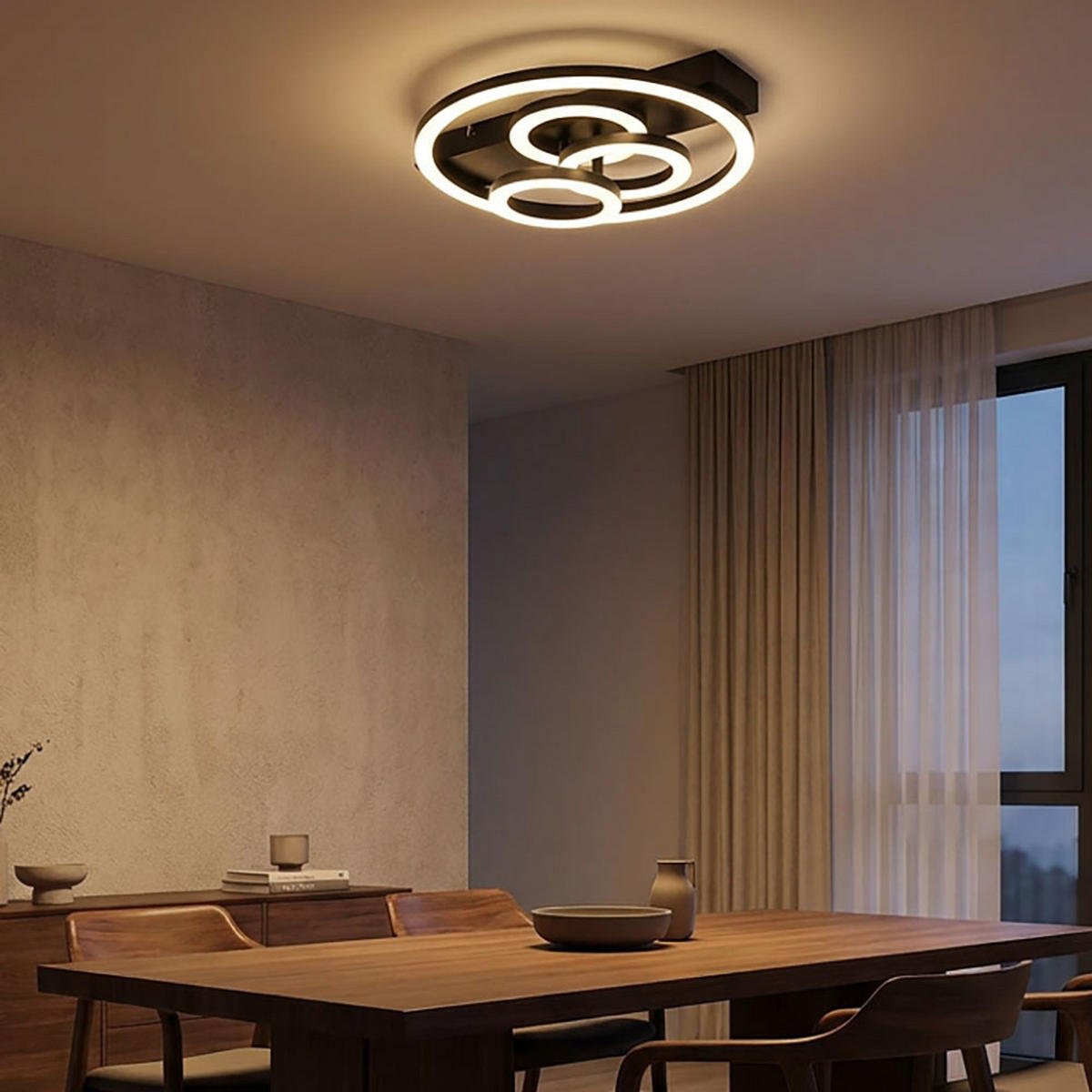 LED DECKENLEUCHTE Metall Schwarz Dimmbar Memory - Schwarz, Metall (35/33/8.8cm) - Globo Lighting