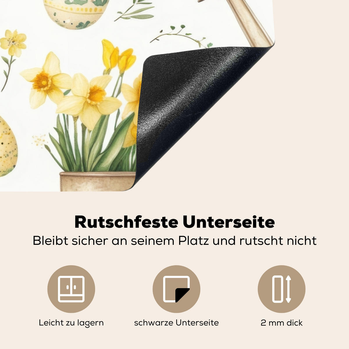 HERDABDECKPLATTE Gießkanne - Blumen - Eier Induktionsschutz 91.6x52.7 cm - Weiß, Kunststoff (91.6/52.7/0.2cm) - MuchoWow