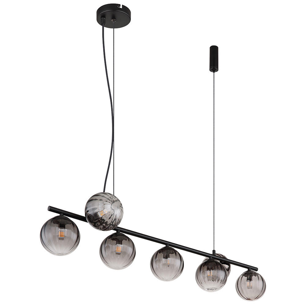 HÄNGELEUCHTE DALLERTA Metall, Schwarz, Glas, Rauchoptik - Schwarz, Glas (95/17.5/120cm) - Globo Lighting