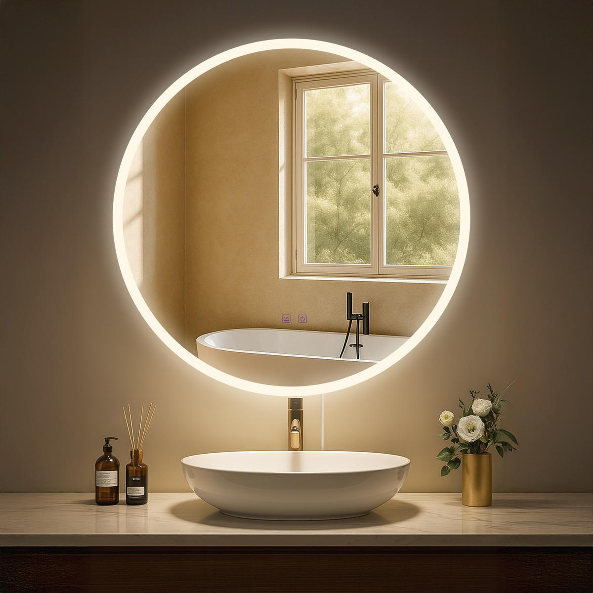 BADSPIEGEL Linz 70 Bluetooth 70x3,5x70cm Glas Klarglas Badezimmerspiegel - Klar, Glas (70/70/3.5cm) - DELUKE