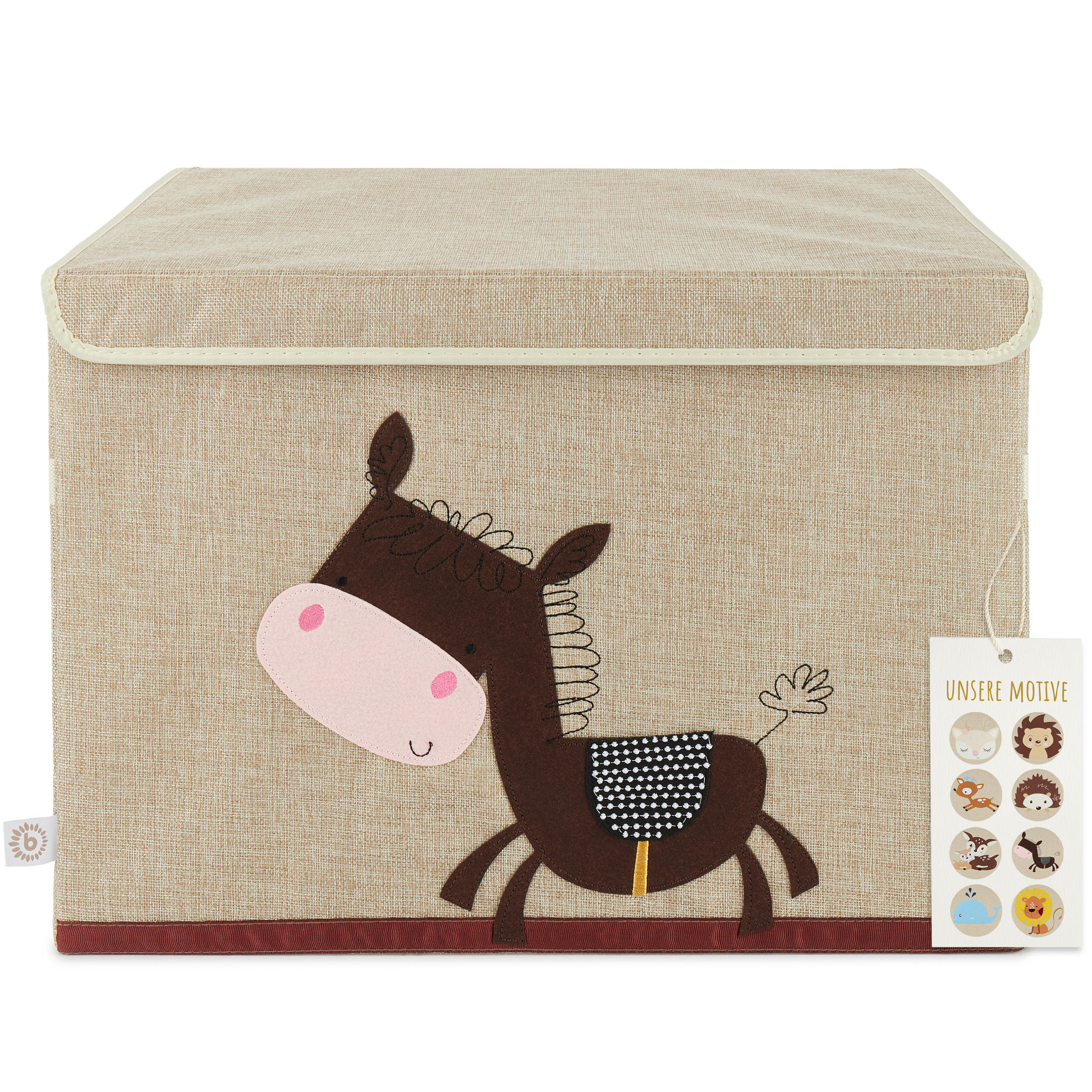 AUFBEWAHRUNGSBOX mit Deckel 65L, faltbar - Rotbraun/Beige, Textil (51/36cm) - Bieco Spielwaren