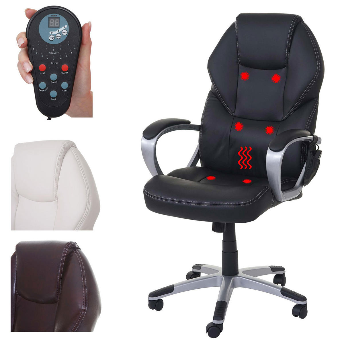 DREHSTUHL mit Massagefunktion HxBxT 123x66x68cm Sitzhöhe 48cm Heizfunktion Massagefunktion Kunstleder Creme - Creme, Kunststoff (66/123/68cm) - PROREGAL