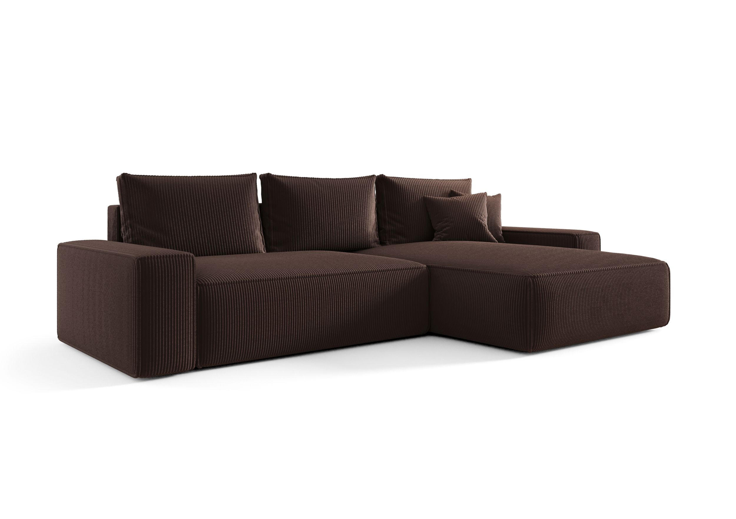 ECKSOFA MONA mit Schlaffunktion POSO 06 Rechts - Braun, Textil (280/185cm) - Bedante