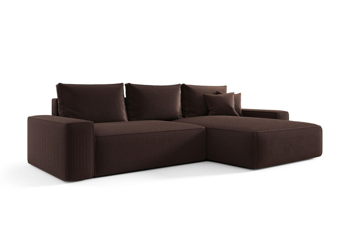 ECKSOFA MONA mit Schlaffunktion POSO 06 Rechts - Braun, Textil (280/185cm) - Bedante