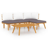 GARTEN-LOUNGE-SET 5-teilig Mit Kissen Massivholz Akazie - Dunkelgrau/Braun, Holz/Textil - vidaXL