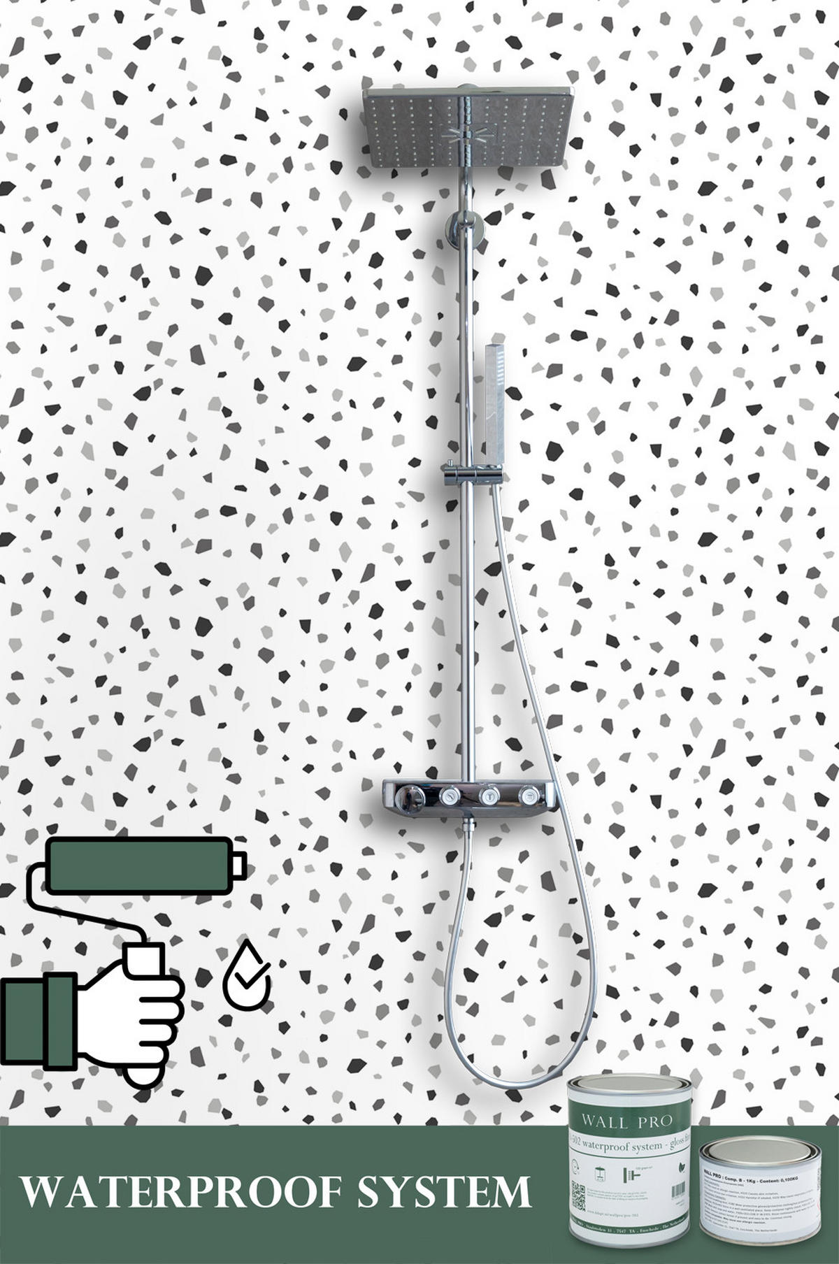 TAPETE Terrazzo-Motiv 53 cm x 10.05 m - Grau, Papier (53/0.1cm) - ESTAhome