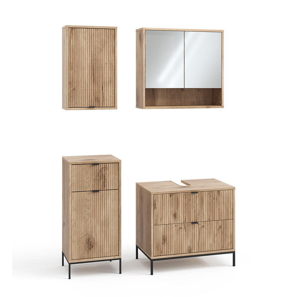 BADMÖBEL-SET Eliza Viking Oak 4 Teile - Eichefarben, Holzwerkstoff (70/63/45.1cm) - Vicco