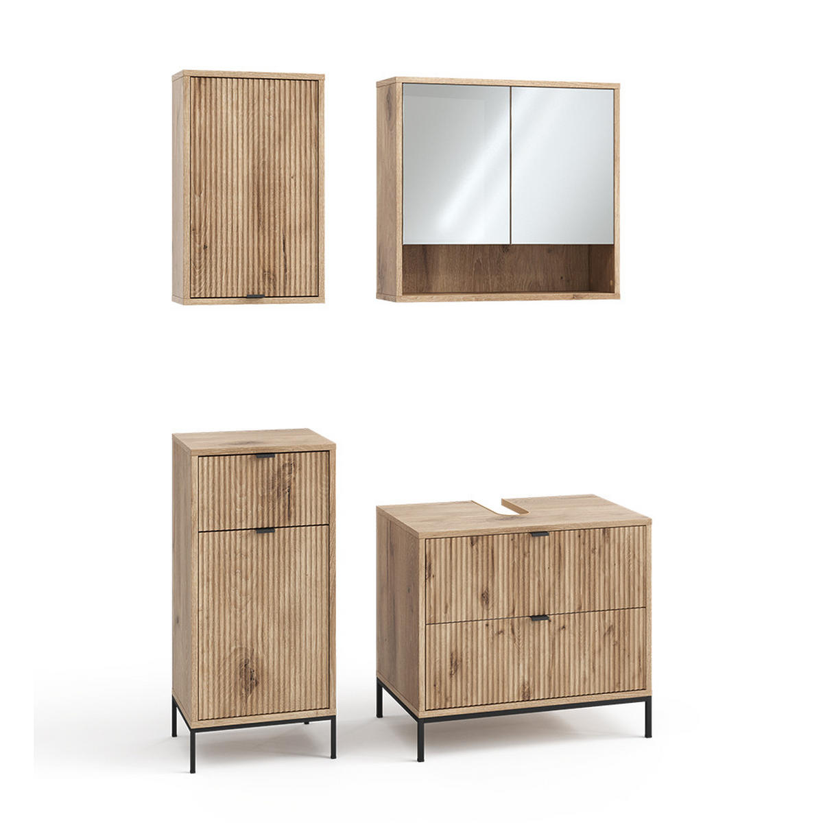 BADMÖBEL-SET Eliza Viking Oak 4 Teile - Eichefarben, Holzwerkstoff (70/63/45.1cm) - Vicco