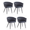 STUHL ARONA 4-er Set, Grau, Schwarze metallische Beine - Anthrazit, Textil/Metall (61/79/55cm) - Komodee