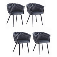 STUHL ARONA 4-er Set, Grau, Schwarze metallische Beine - Anthrazit, Textil/Metall (61/79/55cm) - Komodee
