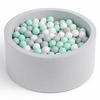 BÄLLEBAD Farbmix 90 cm Durchmesser inkl. 200 Bälle - Grau/Mintgrün, Textil (90/30/30cm) - AngeLove