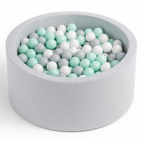 BÄLLEBAD Farbmix 90 cm Durchmesser inkl. 200 Bälle - Grau/Mintgrün, Textil (90/30/30cm) - AngeLove