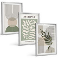 BILDER SET 3er Set - 40x60 cm Silberner Rahmen - Botanische Boho-Abstraktionen - Silberfarben, Kunststoff (40/60cm) - TULUP