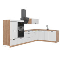 HÖRNKÖK Fame-Line, Vitt hus på landet/Goldkraft ek, 347 x 207 cm utan bänkskiva - Vit/Honungsek, Träbaserade material (347/153.6/51.6cm) - Vicco