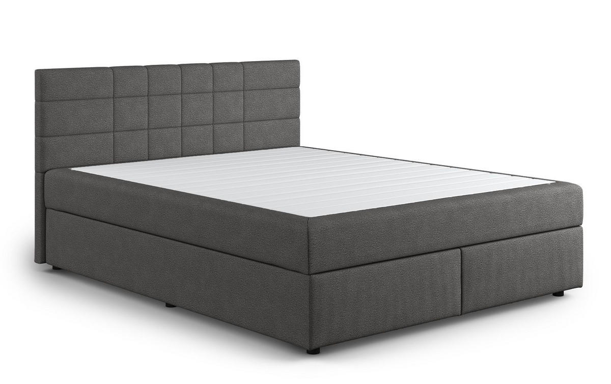 BOXBETT 140/160/180x200 – inkl. Topper, 7‑Zonen Taschenfederkern-Matratze, New York-Stoff - Anthrazit/Schwarz, Holz/Kunststoff (140/200cm) - Cotta