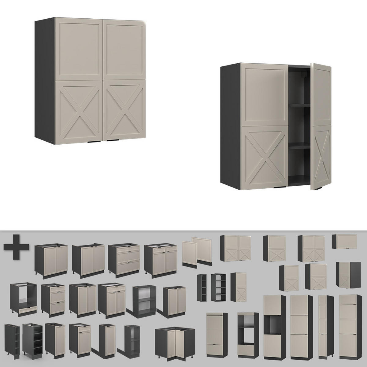 HÄNGESCHRANK Fame-Line GrauBeige 60 cm - Anthrazit/Grau, Holzwerkstoff (60/72/34.1cm) - Vicco