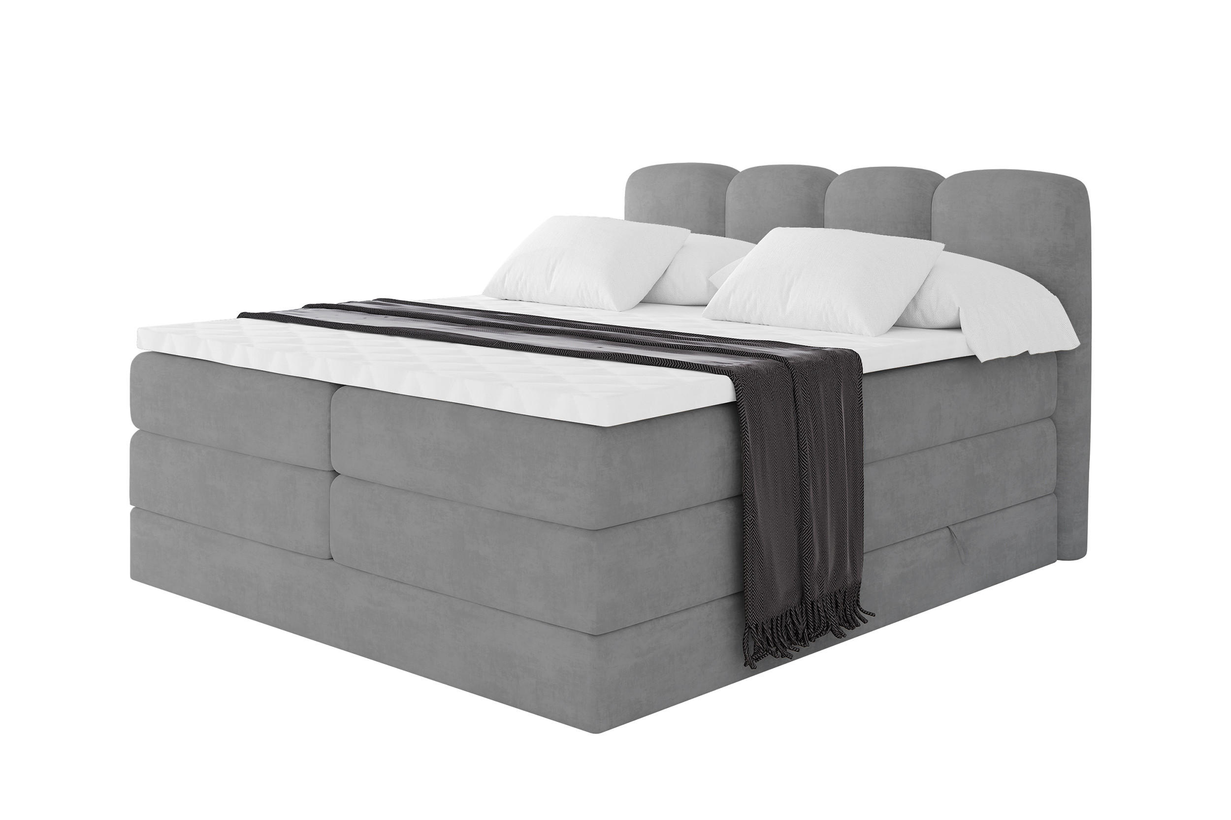 BOXBETT mit Matratze H3|H4 - NINA KING - 160x200 cm - Hellgrau - Hellgrau, Holzwerkstoff (160/200cm) - ALTDECOR